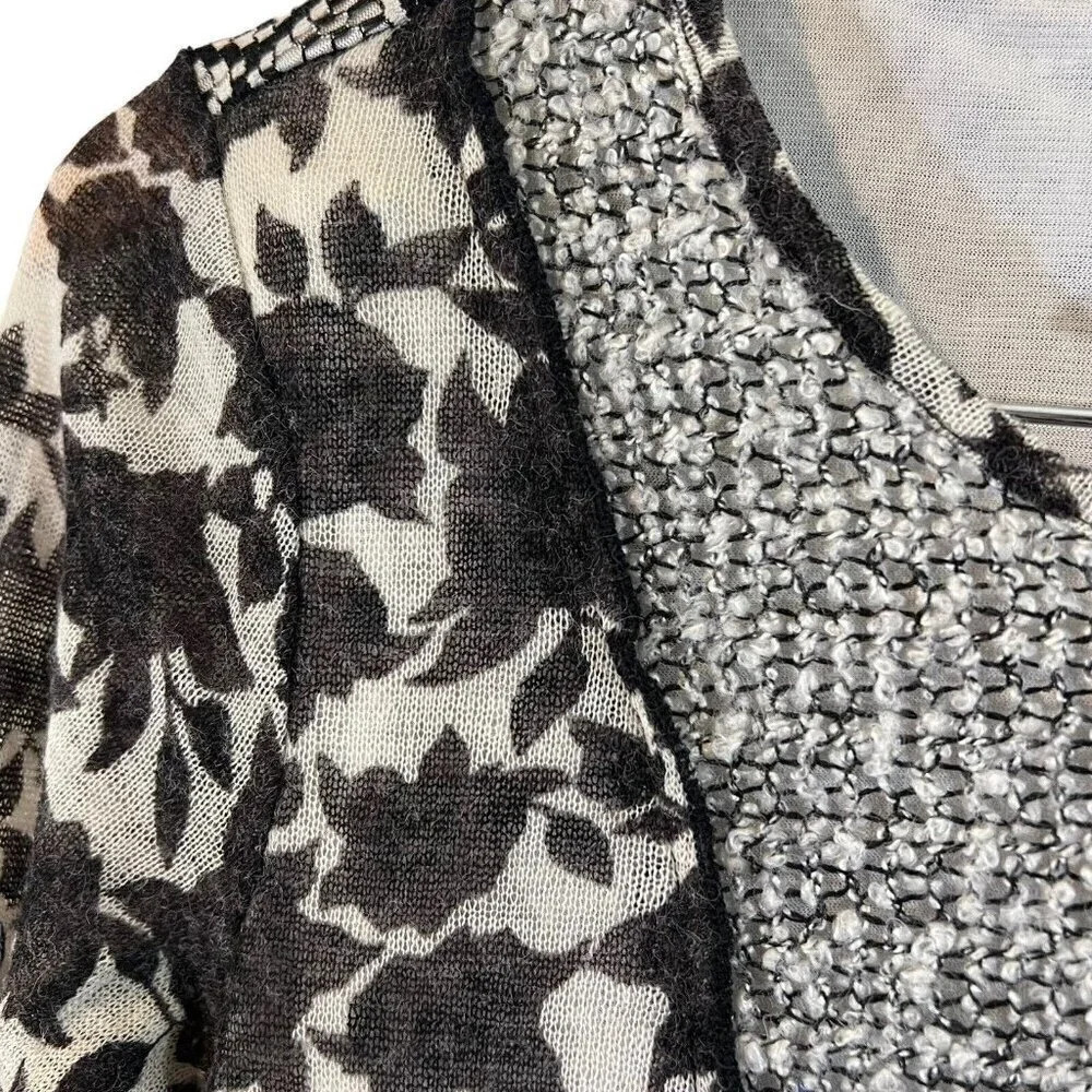 Ali Miles Textured Patchwork Blouse Medium Knit B… - image 7